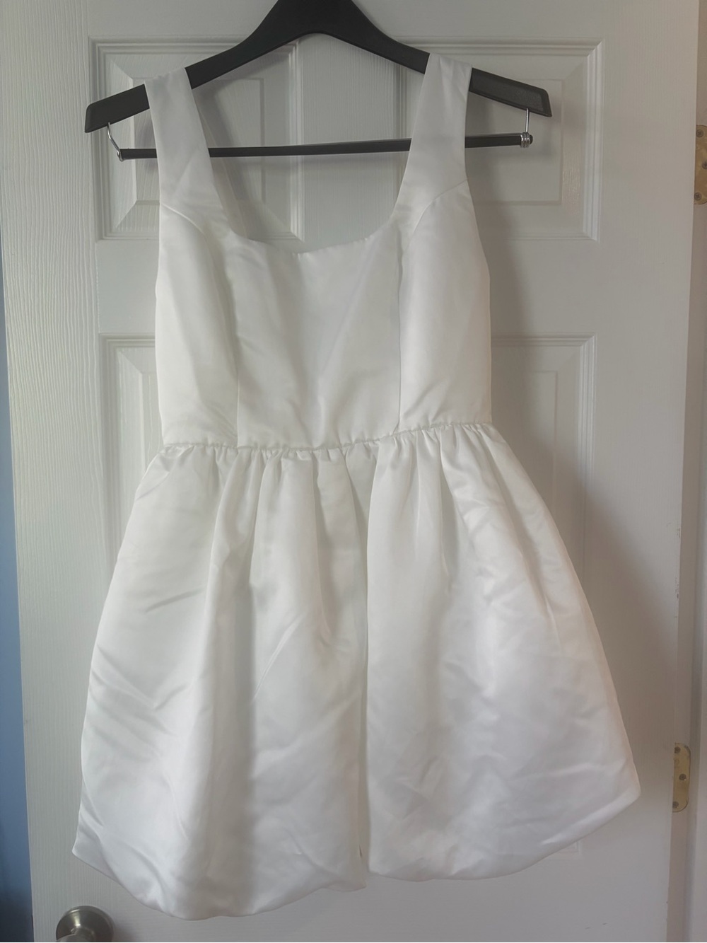 Lulu's White Satin Sleeveless Party Dress